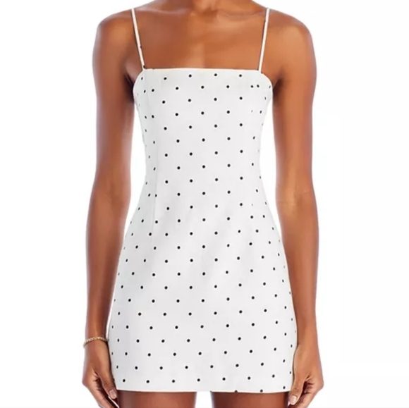 Bardot Joie Linen Mini Dress Women’s Straight Neck Slim Straps Lightweight Print - Picture 8 of 8